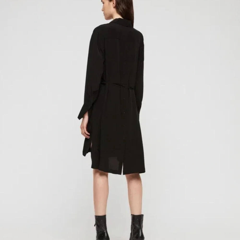 ALLSAINTS Black Anya Long Sleeve Button Down Dress